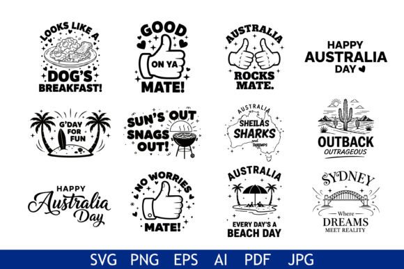 Australia Day Vector Quote Bundle for Graphics and Crafts
