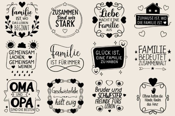 German Family Sayings Plotter File for Crafts and Graphics