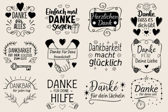 German Gratitude Sayings Plotter File for Crafts and Graphics