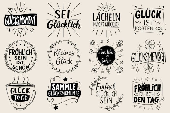 German Happiness Sayings Plotter File for Crafts and Graphics