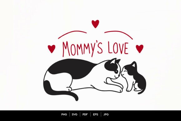 Mommy’s Love – Cute Cat Mom and Kitten Graphics for Crafts