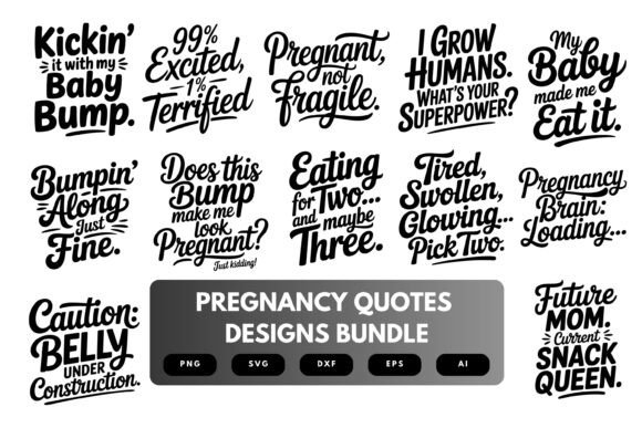 Pregnancy Quotes SVG Bundle for Graphics and Crafts