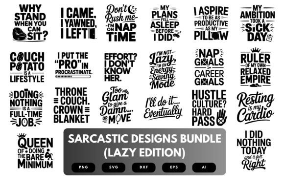 Sarcastic Lazy SVG Bundle for Graphics and Crafts