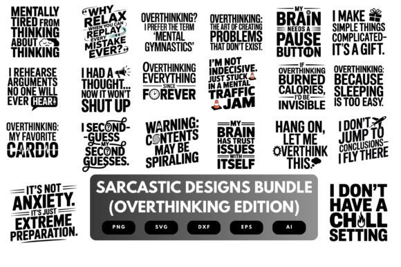 Sarcastic Overthinking SVG Bundle: Graphics for Crafts