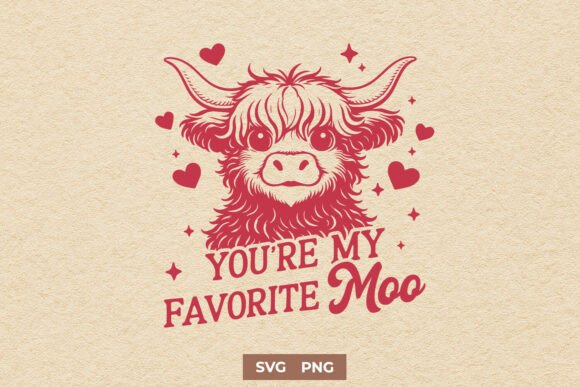 You're My Favorite Moo SVG Highland Cow Graphics & Crafts